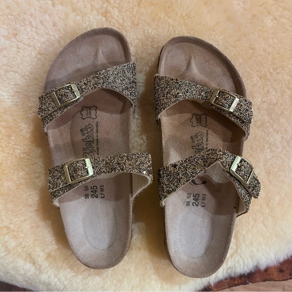 Birkenstock Tahiti Birki’s Bronze Glitter Sandals - size 7 - Picture 1 of 6